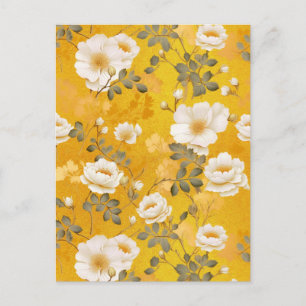 White Roses Chiyogami Postcard