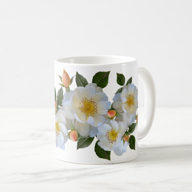 White roses coffee mug (Front Right)