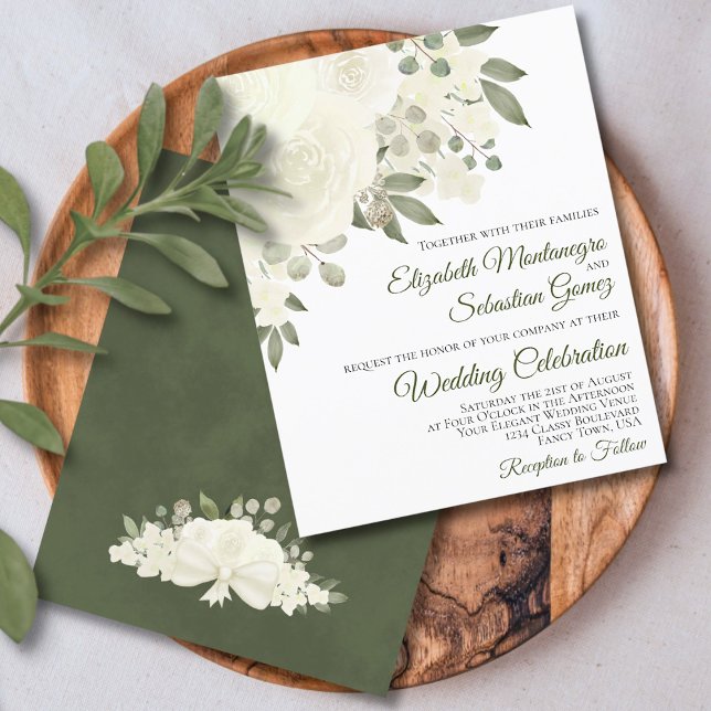 White Roses Elegant BUDGET Wedding Invitation (Creator Uploaded)