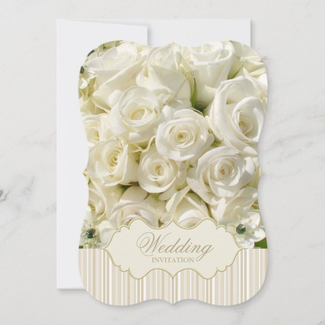 White Roses Elegant Wedding Invitation (Front)