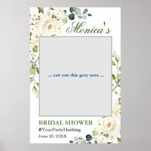 White Roses Eucalyptus Bridal Shower Photo Prop Poster