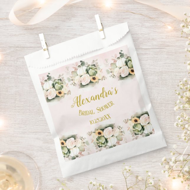 White Roses Fall Pumpkins Favour Bags (Clipped)