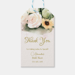 White Roses Fall Pumpkins Gift Tags