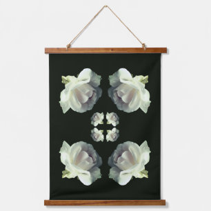 White Roses Floral Abstract Hanging Tapestry