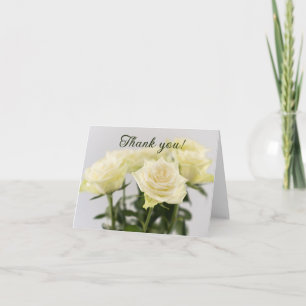 White Roses Floral Bouquet Photo Timeless Thank You Card
