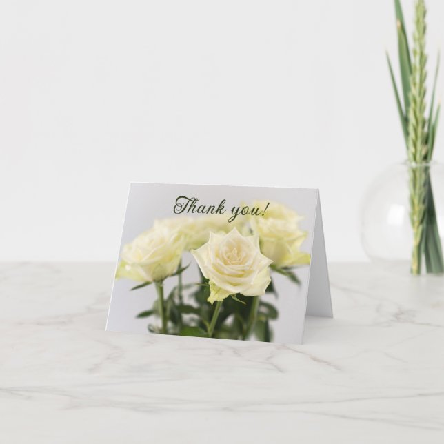 White Roses Floral Bouquet Photo Timeless Thank You Card (Front)