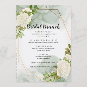 White Roses Floral Bridal Brunch Menu