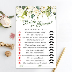 White Roses Floral Bridal Shower Game