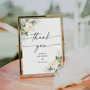White Roses Floral Bridal Shower Thank You Sign