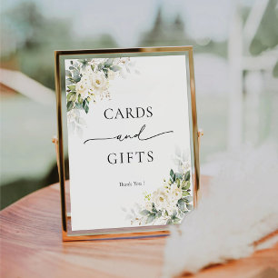 White Roses Floral Cards and Gifts Sign