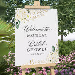 White Roses Floral Gold Leaves Bridal Shower Sign<br><div class="desc">White Roses Floral Gold Leaves Bridal Shower Welcome Sign Poster. (1) The default size is 8 x 10 inches, you can change it to a larger size. (2) For further customisation, please click the "customise further" link and use our design tool to modify this template. (3) If you need help...</div>