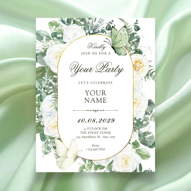 White roses floral invitation (Creator Uploaded)