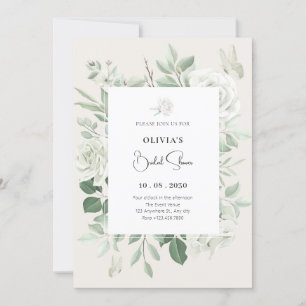 White roses floral invitation