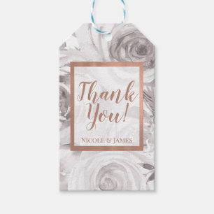 White Roses Floral Rose Modern Elegant Wedding Gift Tags