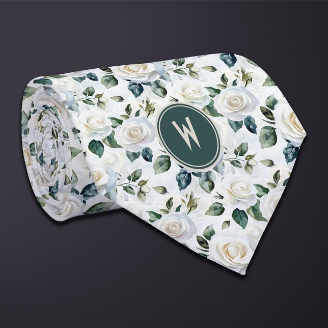 White Roses Floral  Tie (Creator Uploaded)