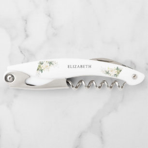 White Roses Floral Waiter's Corkscrew