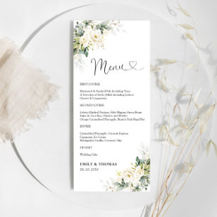 White Roses Floral Wedding Ceremony Menu