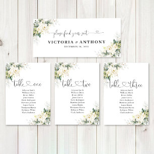 White Roses Floral Wedding Head Table Sign