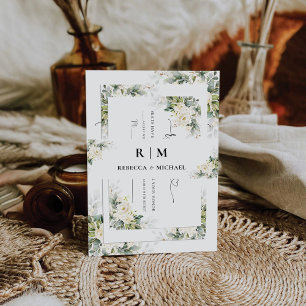 White Roses Floral Wedding Invitation Belly Band