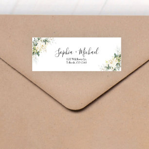 White Roses Floral Wedding Return Address Label