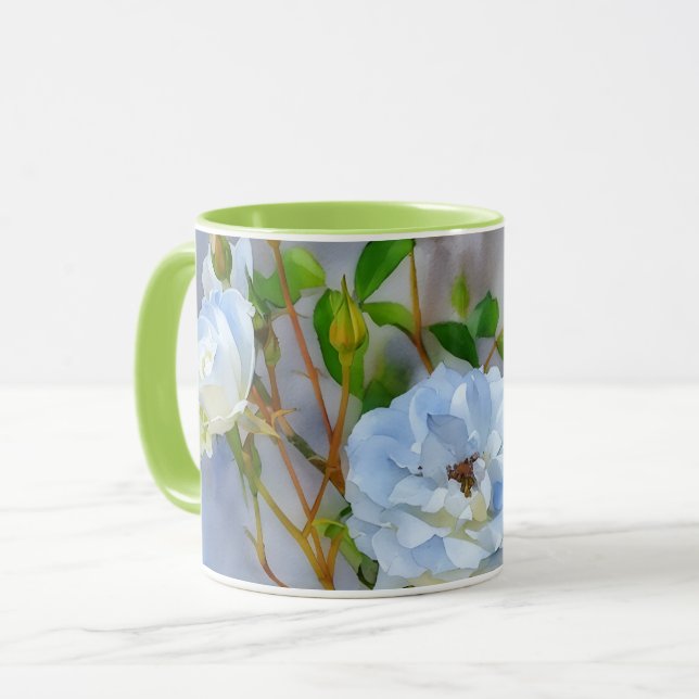 White Roses Flower Art Mug Cup (Front Left)