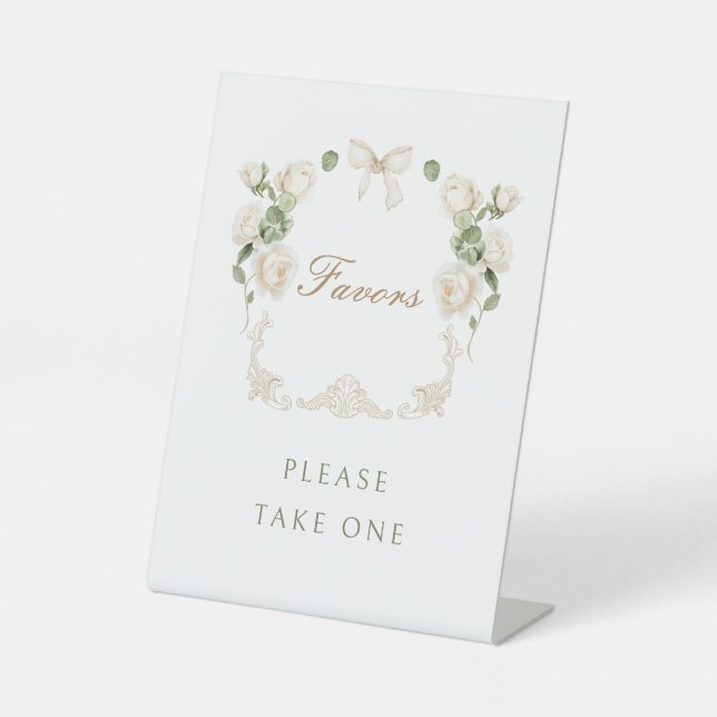 White Roses Frame Favours Pedestal Sign (Front)