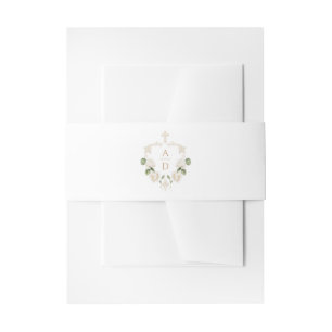 White Roses Frame Religious Wedding Monograms Invitation Belly Band