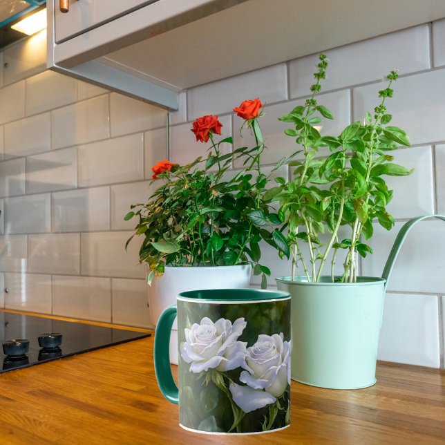 White Roses Garden Art Mug Cup (Creator Uploaded)