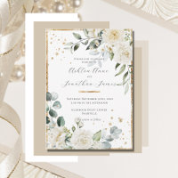 White Roses Gold Elegant Modern Wedding