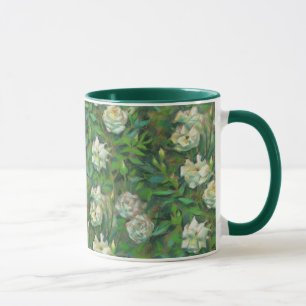 "White roses, green leaves", beautiful flowers Mug