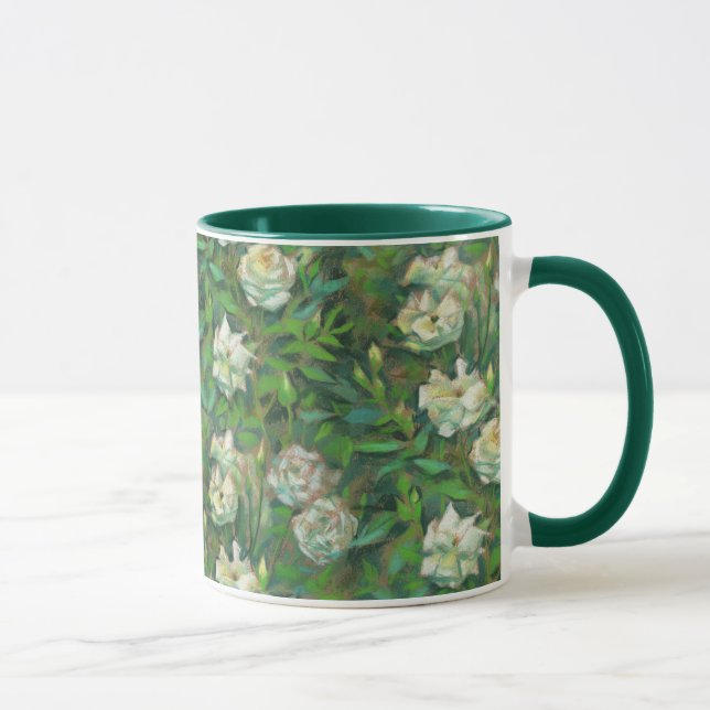 "White roses, green leaves", beautiful flowers Mug (Right)