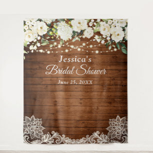 White Roses Greenery Wedding Photo Booth Backdrop Tapestry