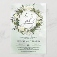 White Roses Greenery Wreath Olive It's a Girl