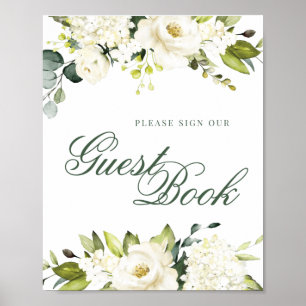 White Roses Guest Book Sign