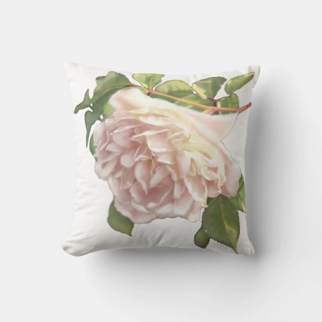White roses Ivory Peach Rose Cushion (Front)