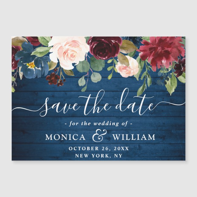 White Roses Lace Save the Date Magnetic Card (Front)