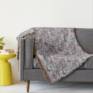 white roses lavender background throw blanket