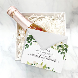 White Roses Maid of Honour Proposal Card