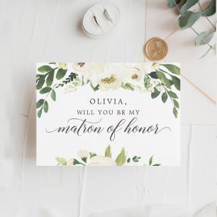 White Roses Matron of Honour Proposal Card