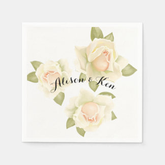 White roses napkins With custom personalise name