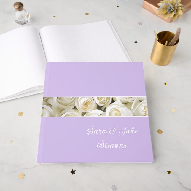 White Roses Non-Foil Guest Book (Front Open)
