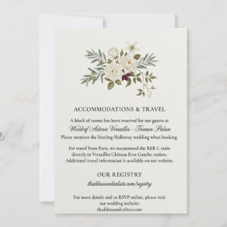 White Roses, Olive Branches, Clematis, Floral Top Invitation