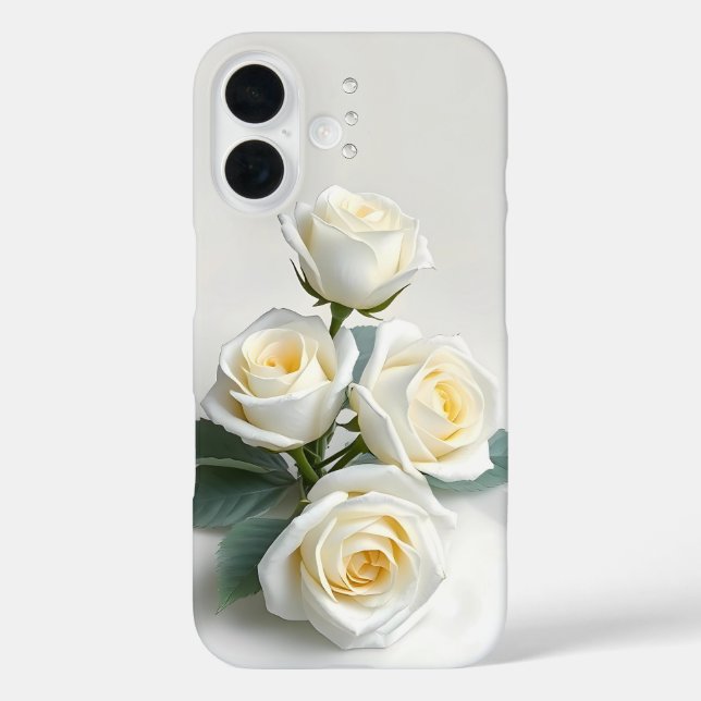 White Roses on Clean White iPhone Case (Back)