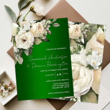 White Roses on Emerald Green Wedding