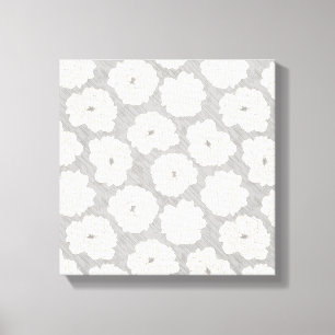 White Roses on Light Gray - seamless pattern. Canvas Print