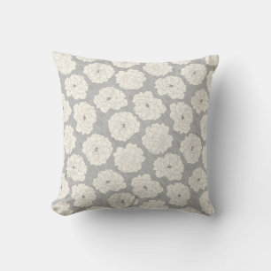 White Roses on Light Gray - seamless pattern. Cushion