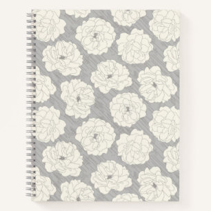 White Roses on Light Grey - seamless pattern. Notebook