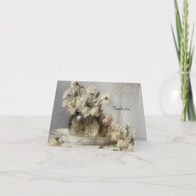 White roses painting note card (Front)