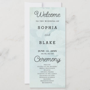 White Roses Pale Green Wedding Program