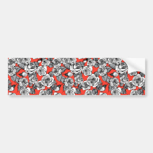White roses pattern bumper sticker
